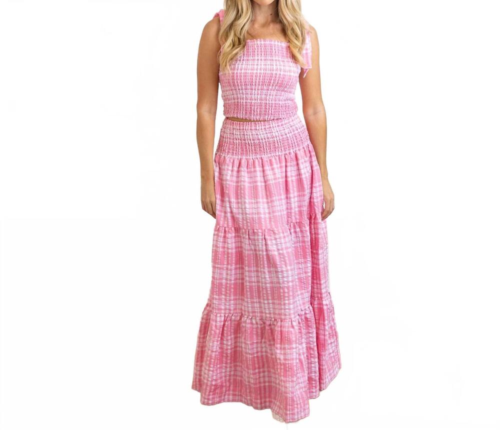 NEW 8 OAK LANE smocked tie top and skirt set in pucker pink